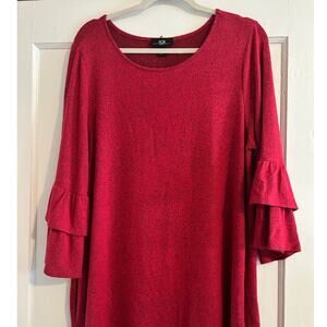 SUMMER SALE: AGB Red Ruffle Sleeve Shift Dress XL